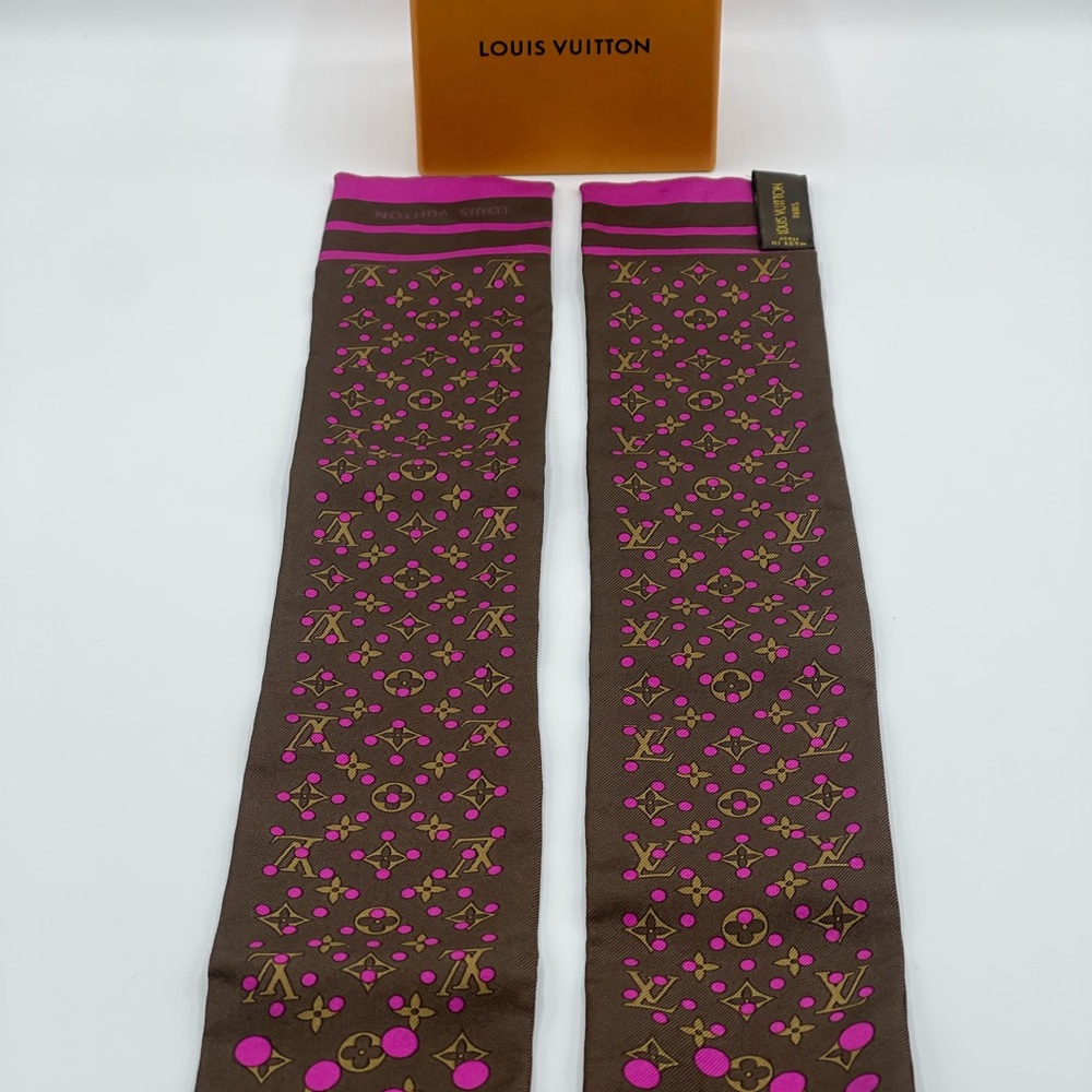 Louis Vuitton Perforated Dots Bandeau Neckerchief Scarf Chocker Twilly Wrap Rare - Picture 6 of 16